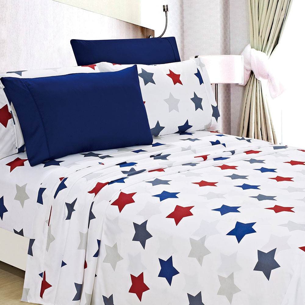 3/4pcs luxo 100% poliéster anti-rugas e anti-manchas microfibra impresso conjunto de lençóis conjunto de cama